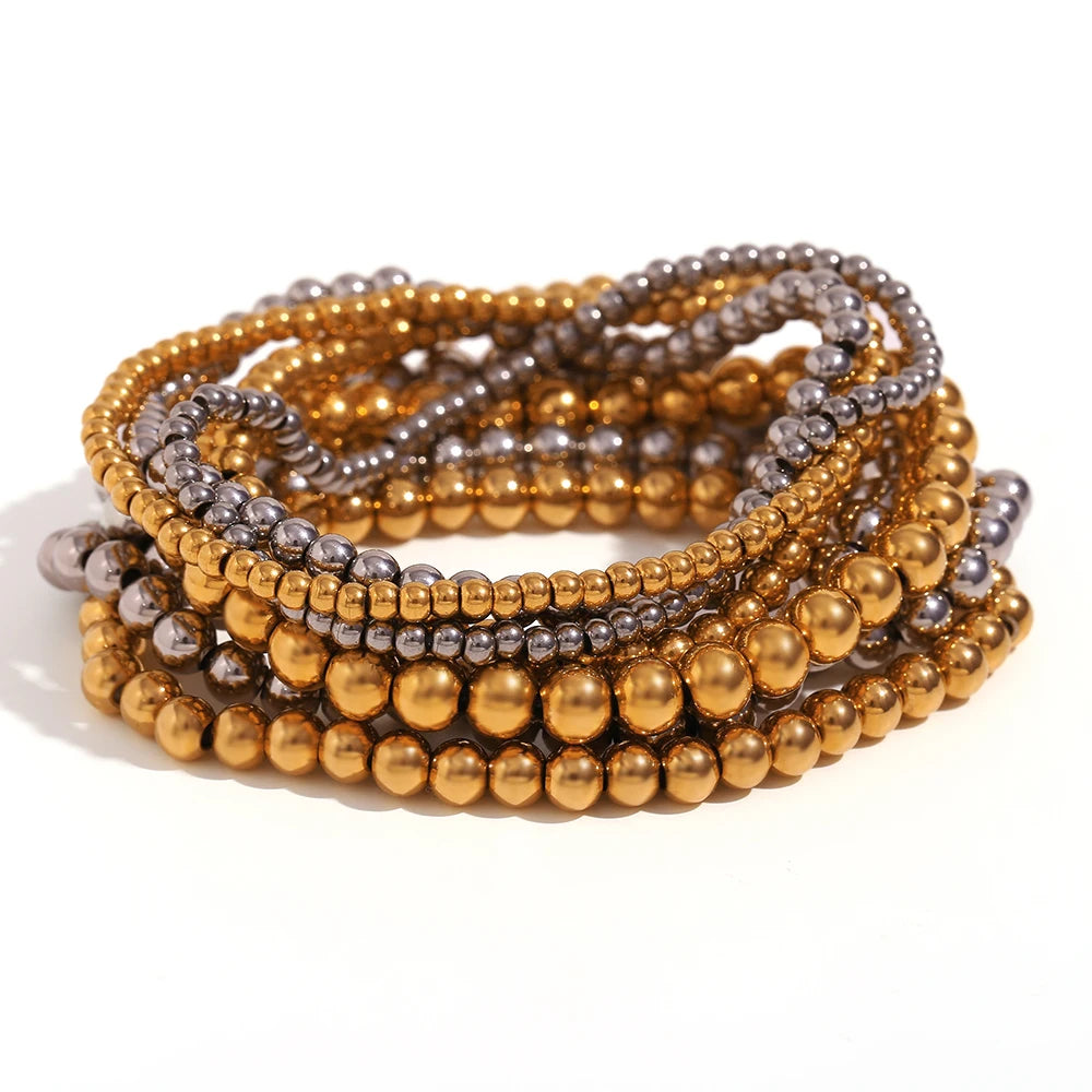 Elegant Gold & Silver Beaded Bracelet