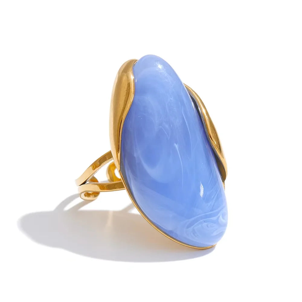 18k Gold Plated Stainless Steel Ring with Resin Detail