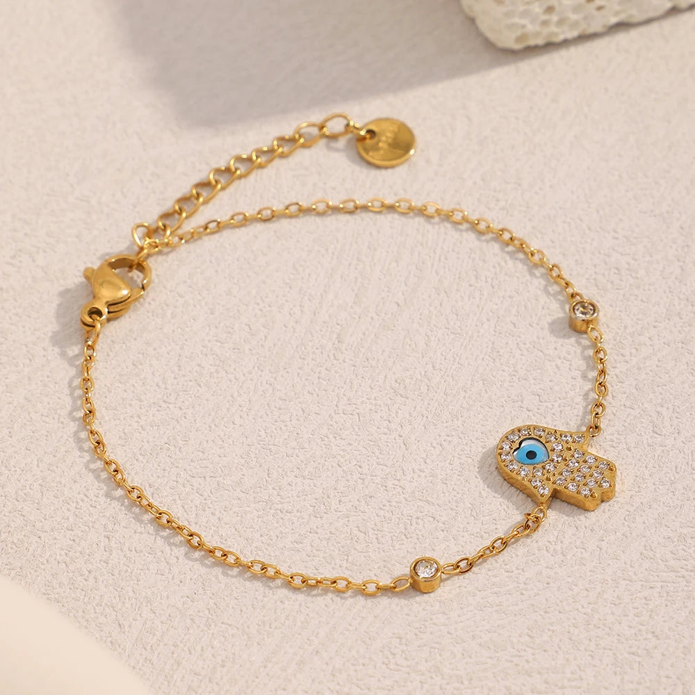 Golden Evil Eye Bracelet – Protective Charm