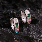 E.B.belle Colorful Zircon Hoop Earrings Tarnish Free 18K Gold Plated Earrings for Women 316L Stainless Steel Jewelry
