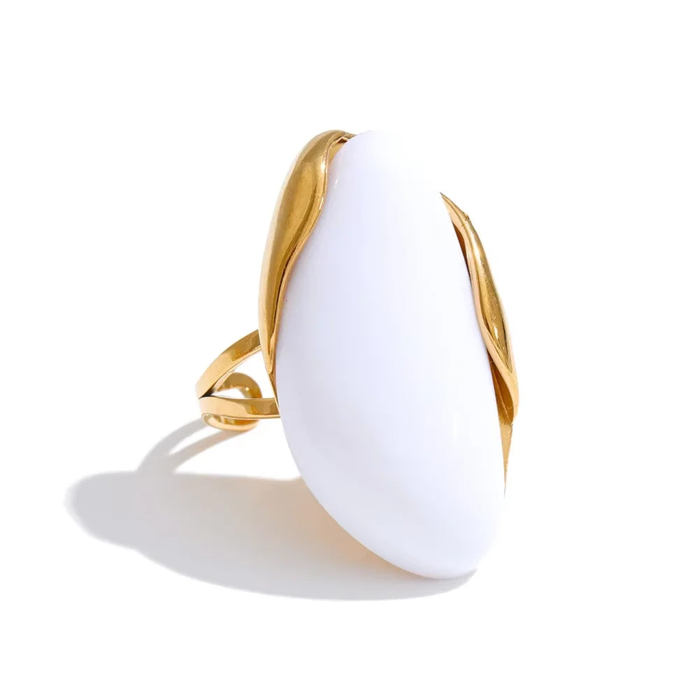 18k Gold Plated Stainless Steel Ring with Resin Detail