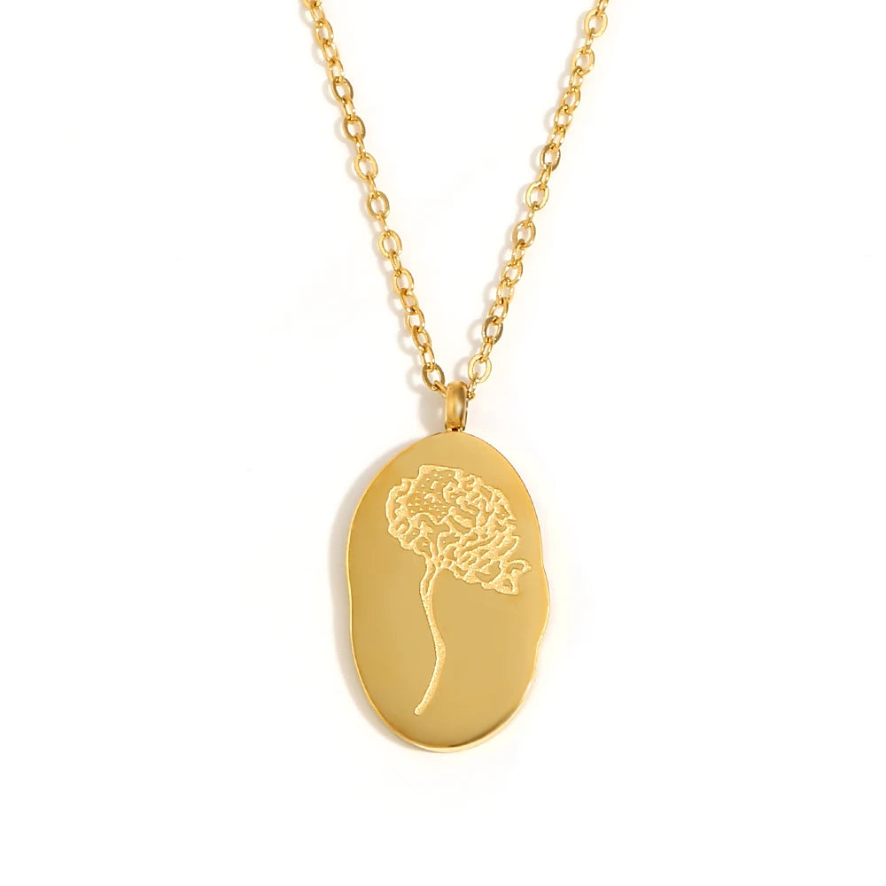 Gold-Plated Birth Flower Necklace