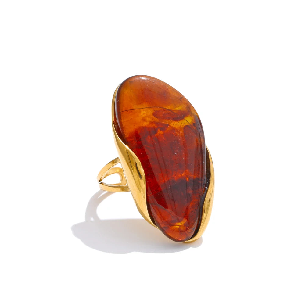 18k Gold Plated Stainless Steel Ring with Resin Detail