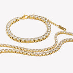 E.B.belle Zircon Chain Bracelet Waterproof Tarnish Free 316L Stainless Steel Women's Hand Bracelets 18K Gold Plated Jewelry