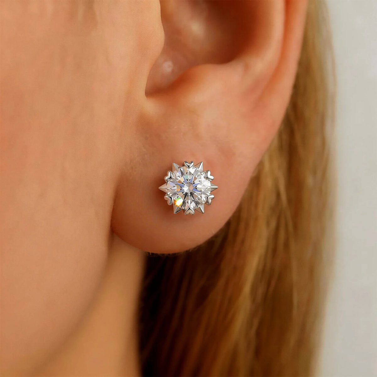 D Color VVS1 Moissanite Stud Earrings in 925 Sterling Silver