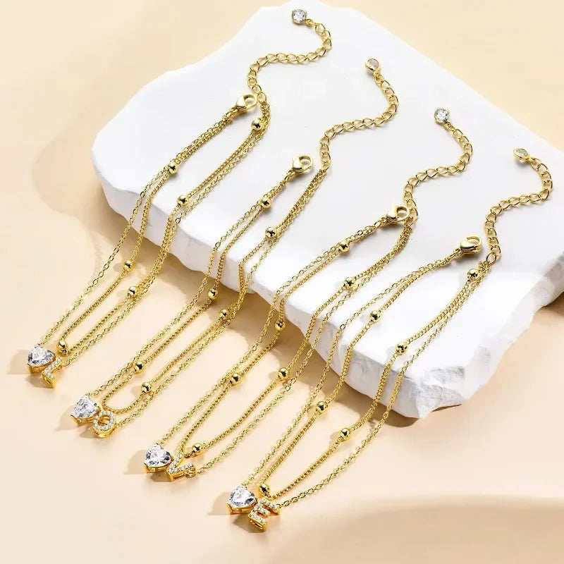 Initial Heart Anklet