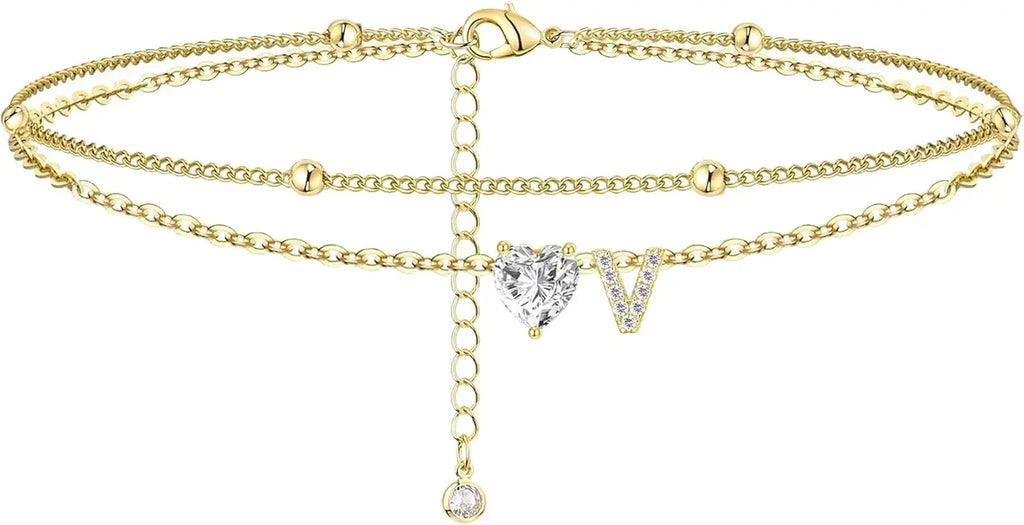 Initial Heart Anklet