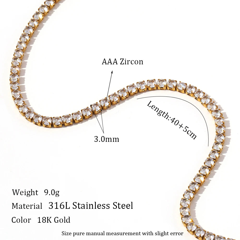 Elegant Gold Zircon Tennis Necklace