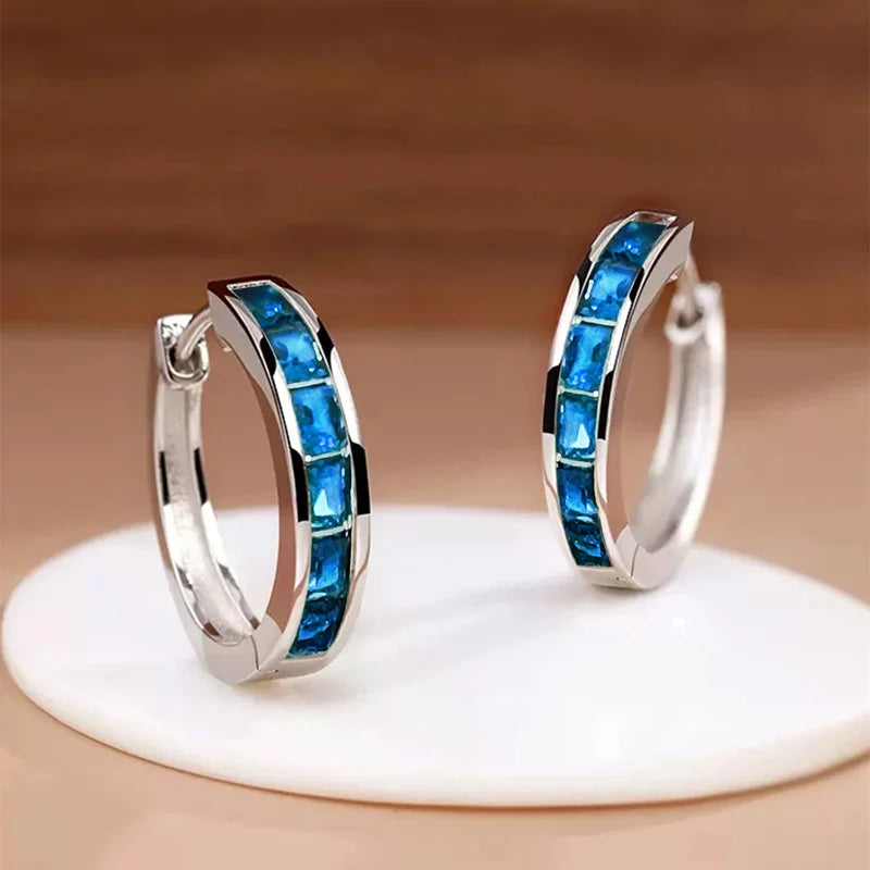 Gold Hoop Earrings with Cubic Zirconia