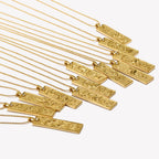 E.B.belle 18k Gold Plated Rectangle Shape 12 Constellation Pendant Necklace Stainless Steel Waterproof Fashion Women's Jewelry