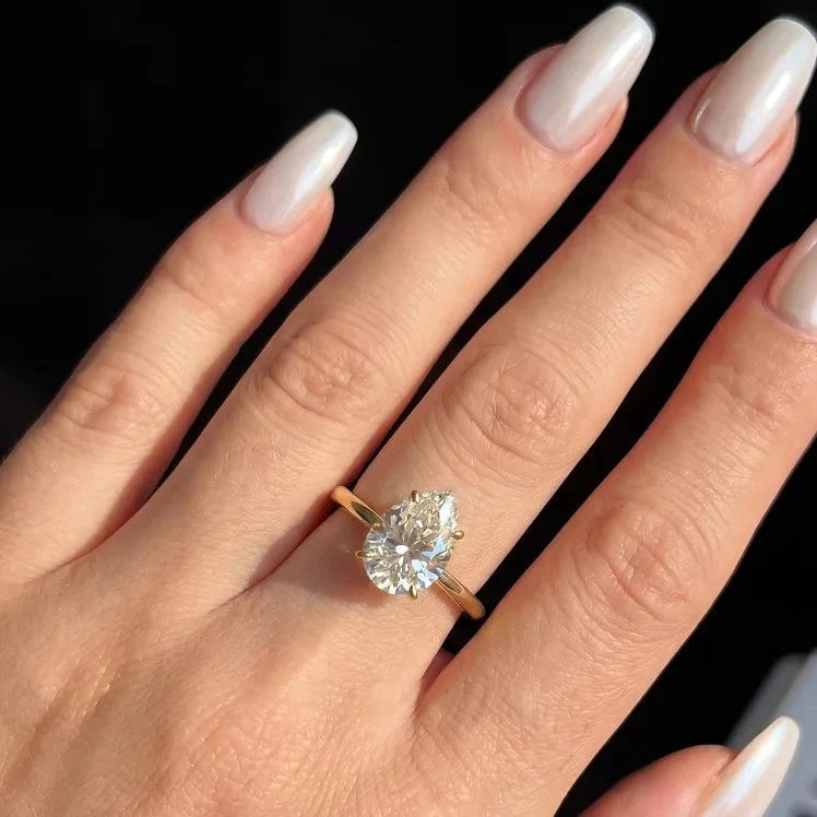 1CT Pear Shaped Moissanite Engagement Ring for Women – GRA Certified