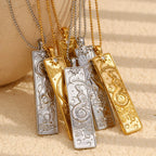 E.B.belle 18k Gold Plated Rectangle Shape 12 Constellation Pendant Necklace Stainless Steel Waterproof Fashion Women's Jewelry