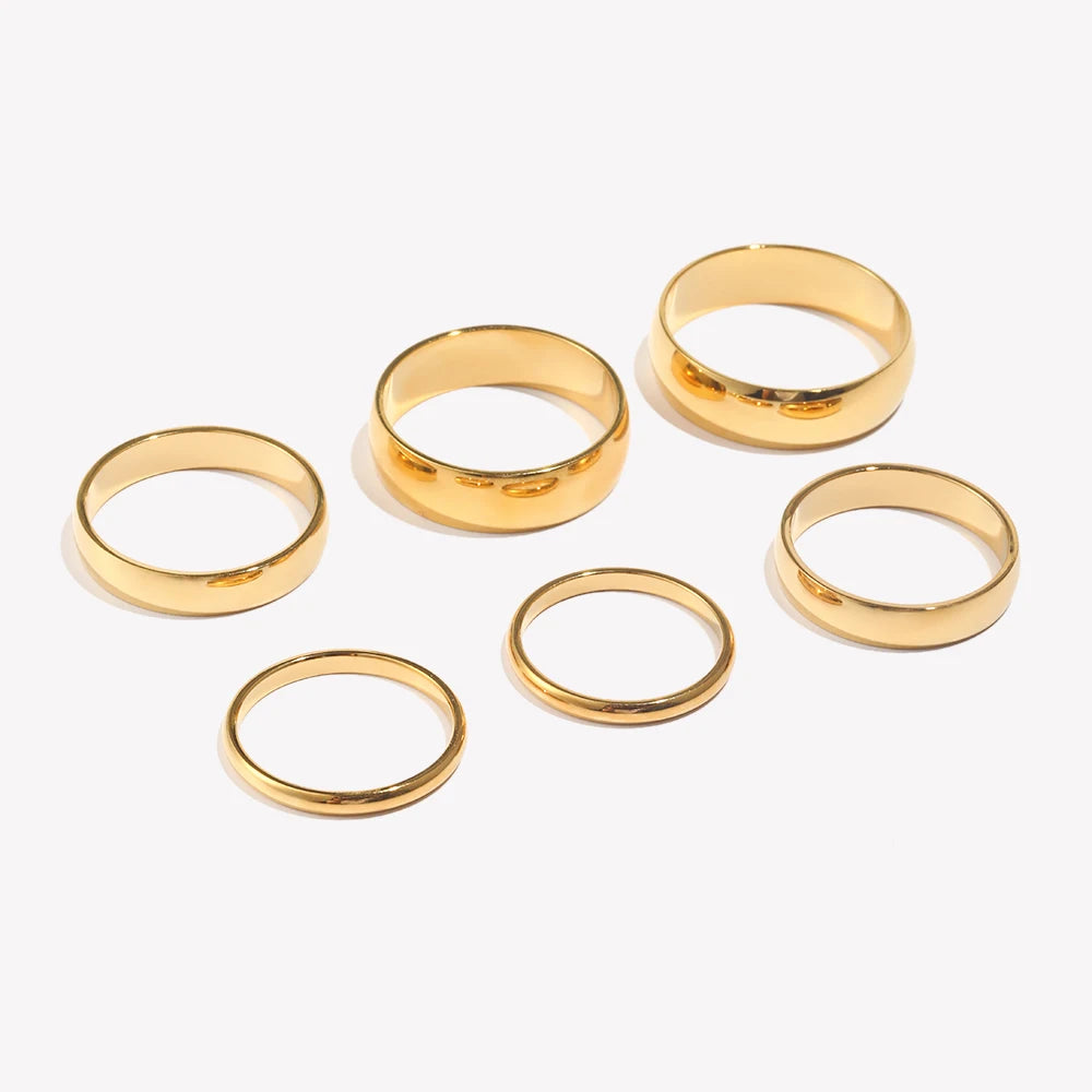 E.B.belle Tarnish Free 2mm 4mm 6mm Stainless Steel 18K Gold Plated Silver Color Knuckle Ring For Lady Minimalist Rings For Women