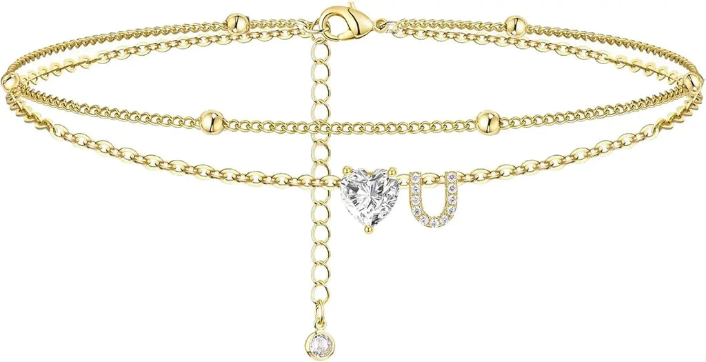 Initial Heart Anklet