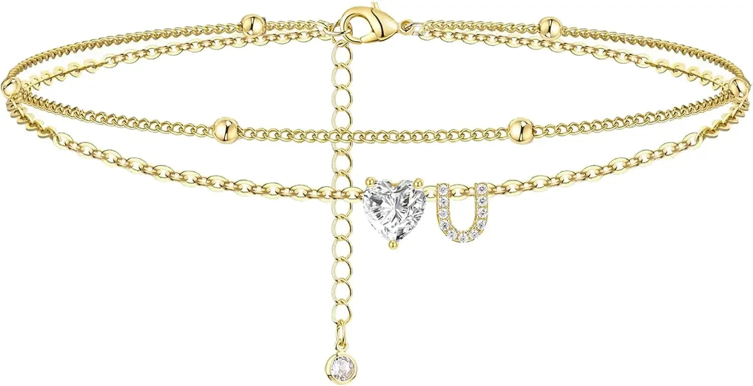 Initial Heart Anklet