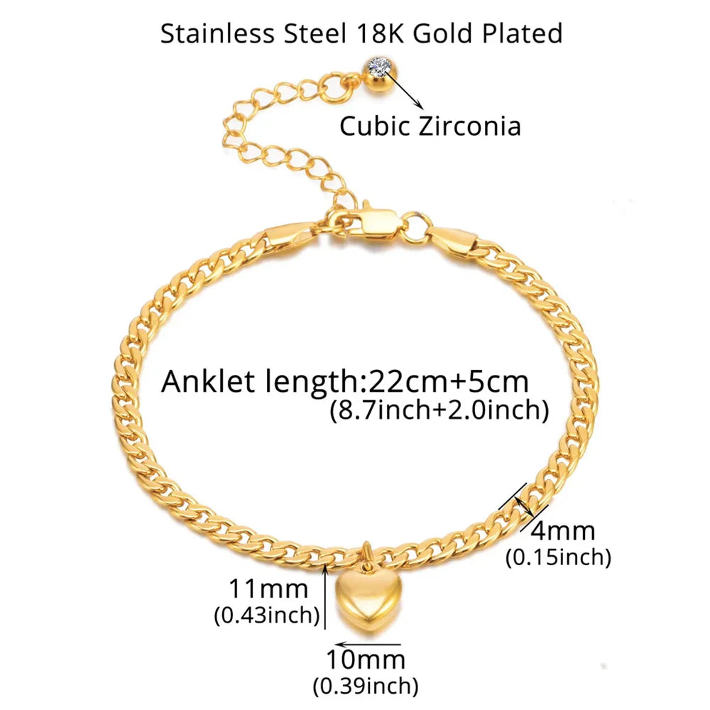 Cuban Heart Anklet