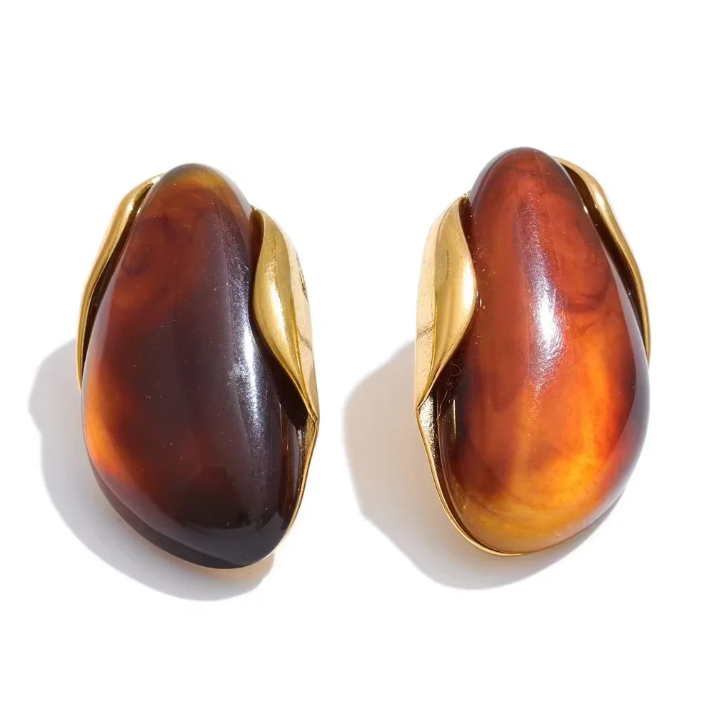 18k Gold Plated Stainless Steel Ring with Resin Detail
