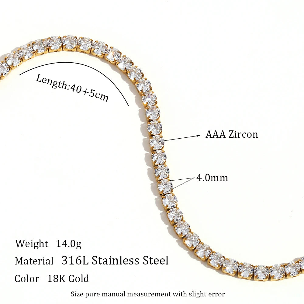 Elegant Gold Zircon Tennis Necklace