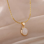 Delicate Oval Pendant Necklace