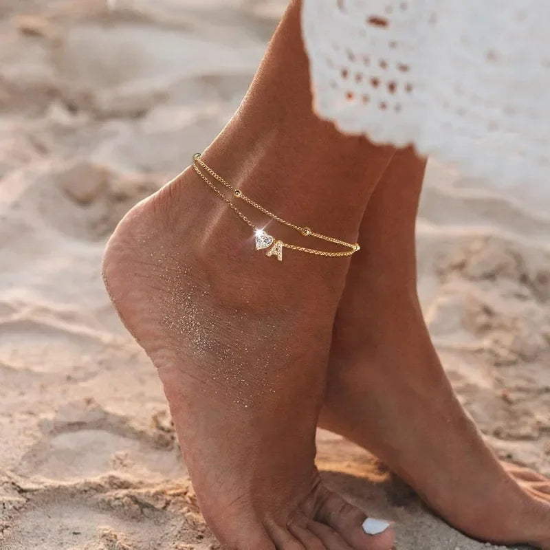 Initial Heart Anklet