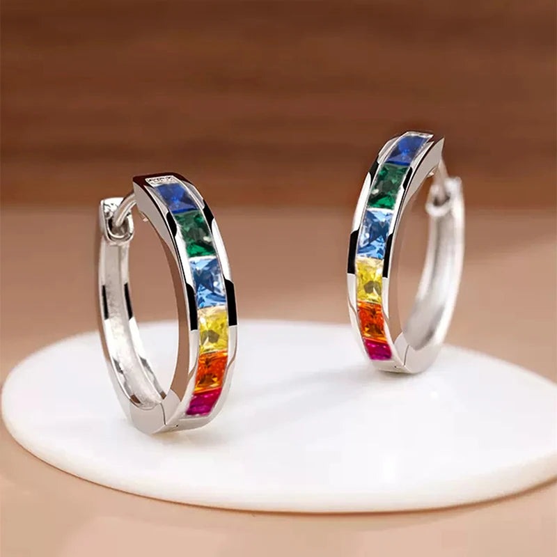 Gold Hoop Earrings with Cubic Zirconia