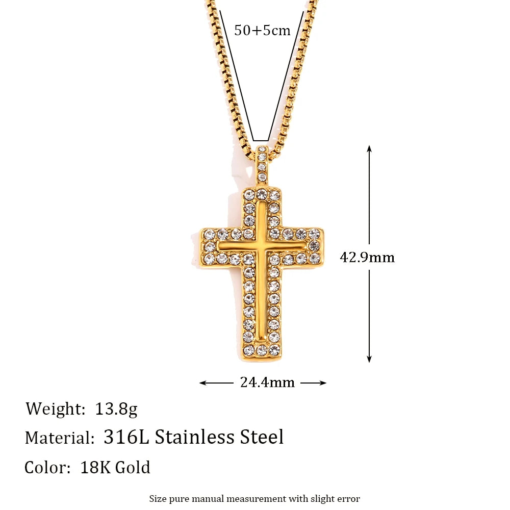 Elegant Zircon Cross Pendant Necklace