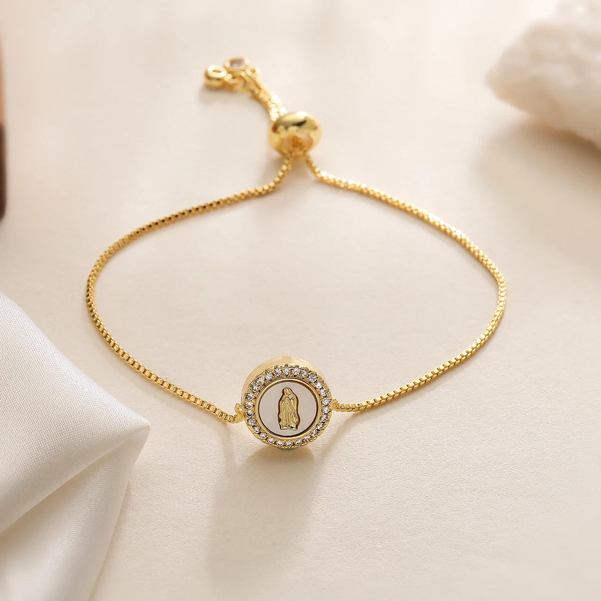Gold Copper Bracelet with Zirconia
