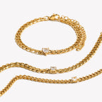 E.B.belle Round Water Drop Zircon Chain Bracelet Waterproof 316L Stainless Steel Accessories 18K Gold Plated Bracelet for Women