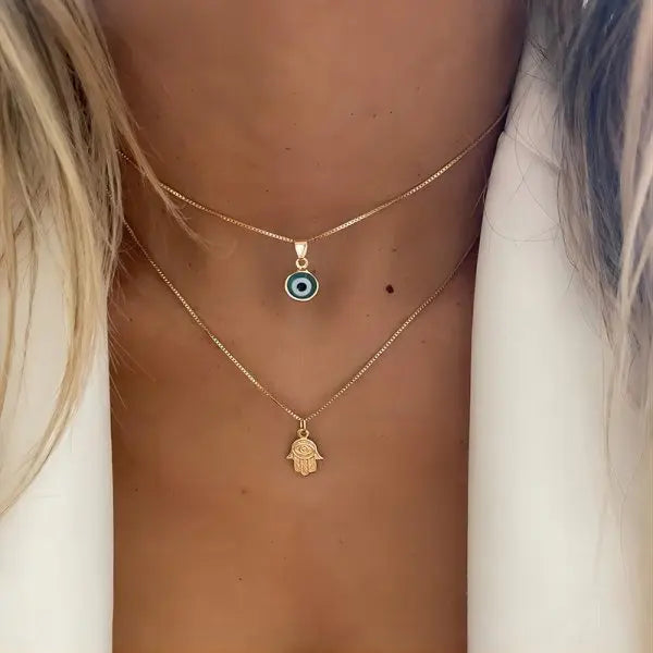 Gold-Tone Evil Eye Layered Necklace Set