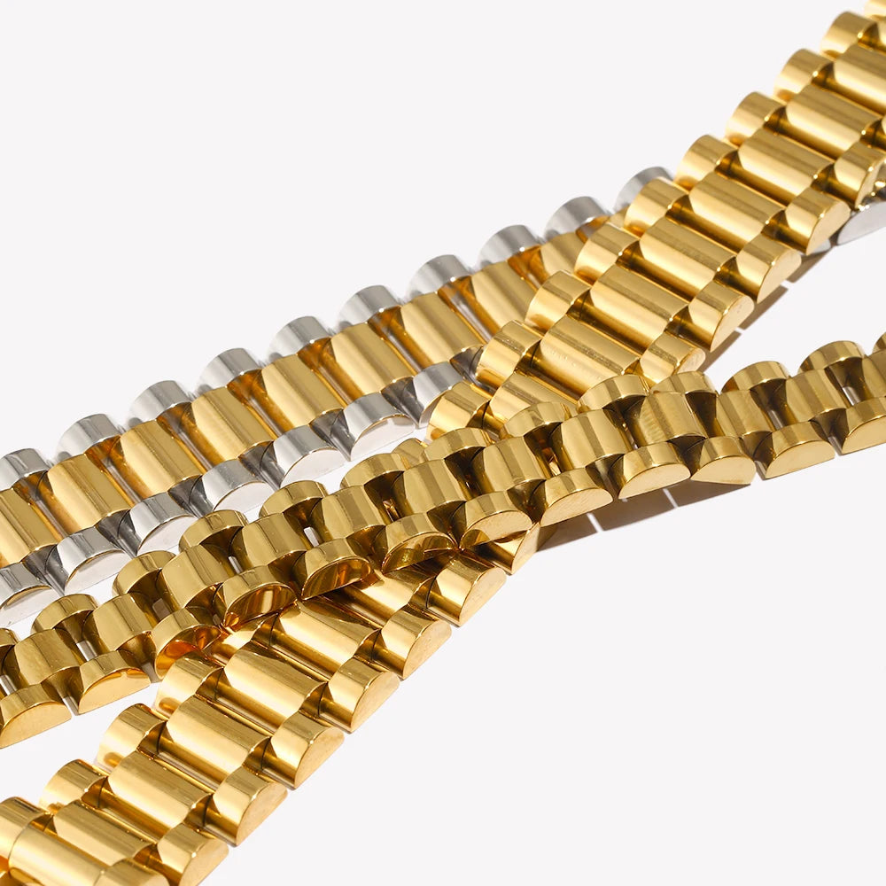 E.B.belle 2025 New Stainless Steel Gold Plated Detachable Wristbands Bracelets Bangles For Women Men Gold Wrap Bracelets