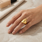 Irregular Teardrop Statement Ring – 18K Gold Plated Stainless Steel