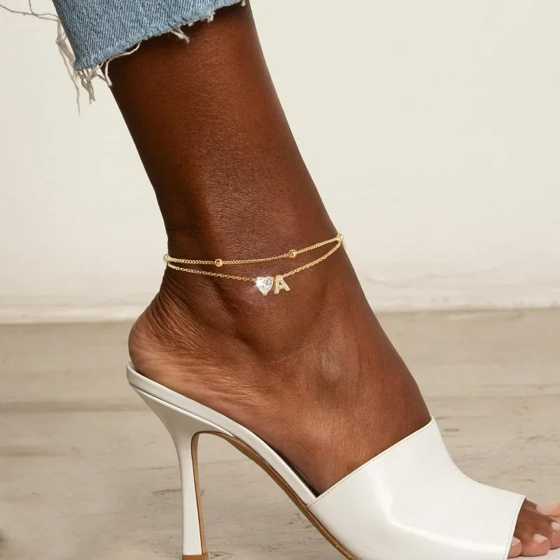 Initial Heart Anklet