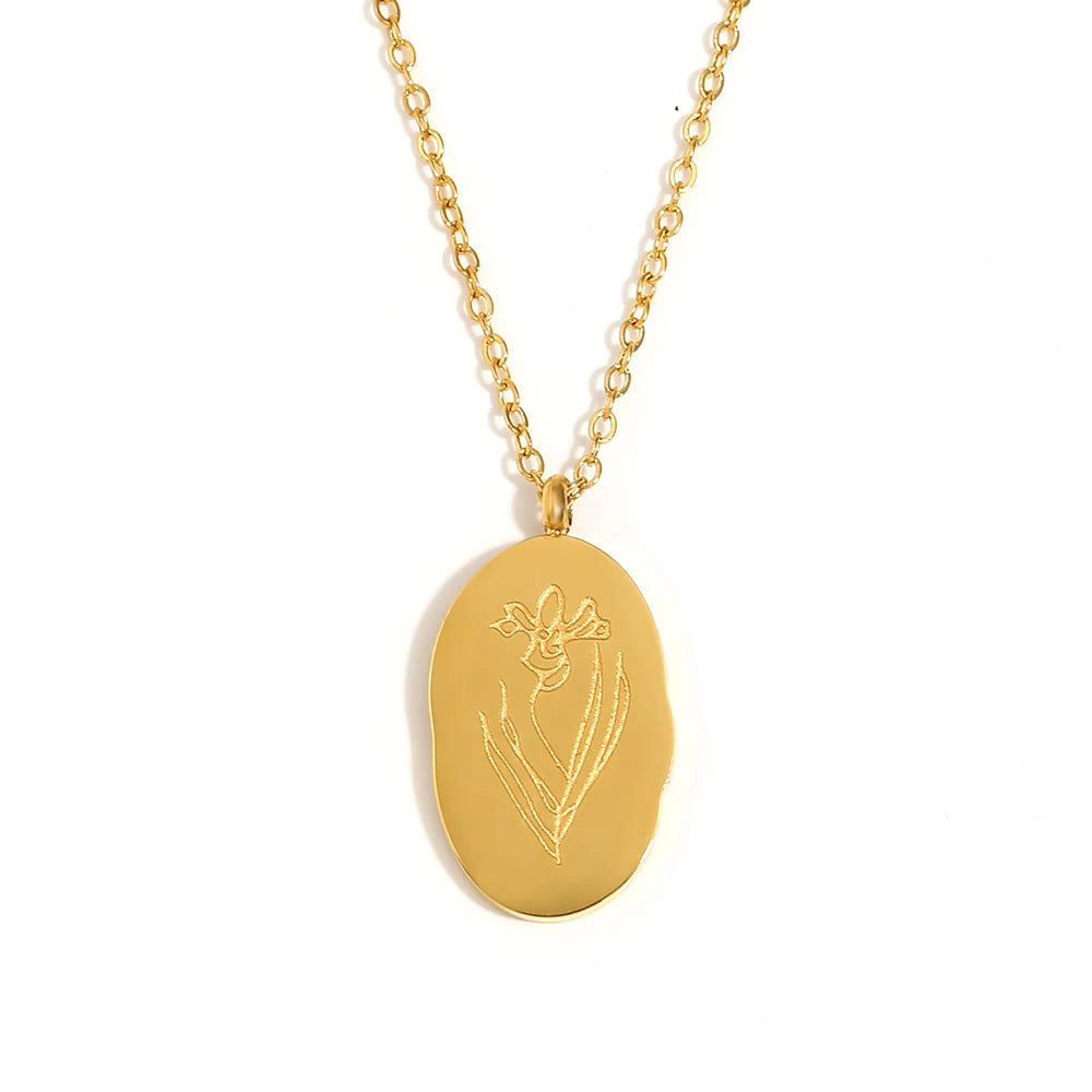 Gold-Plated Birth Flower Necklace