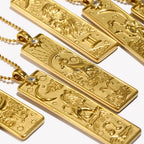 E.B.belle 18k Gold Plated Rectangle Shape 12 Constellation Pendant Necklace Stainless Steel Waterproof Fashion Women's Jewelry