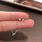 925 Sterling Silver CZ Crystal Stud Earrings