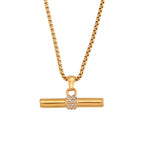 Elegant Green Crystal T-Bar Necklace