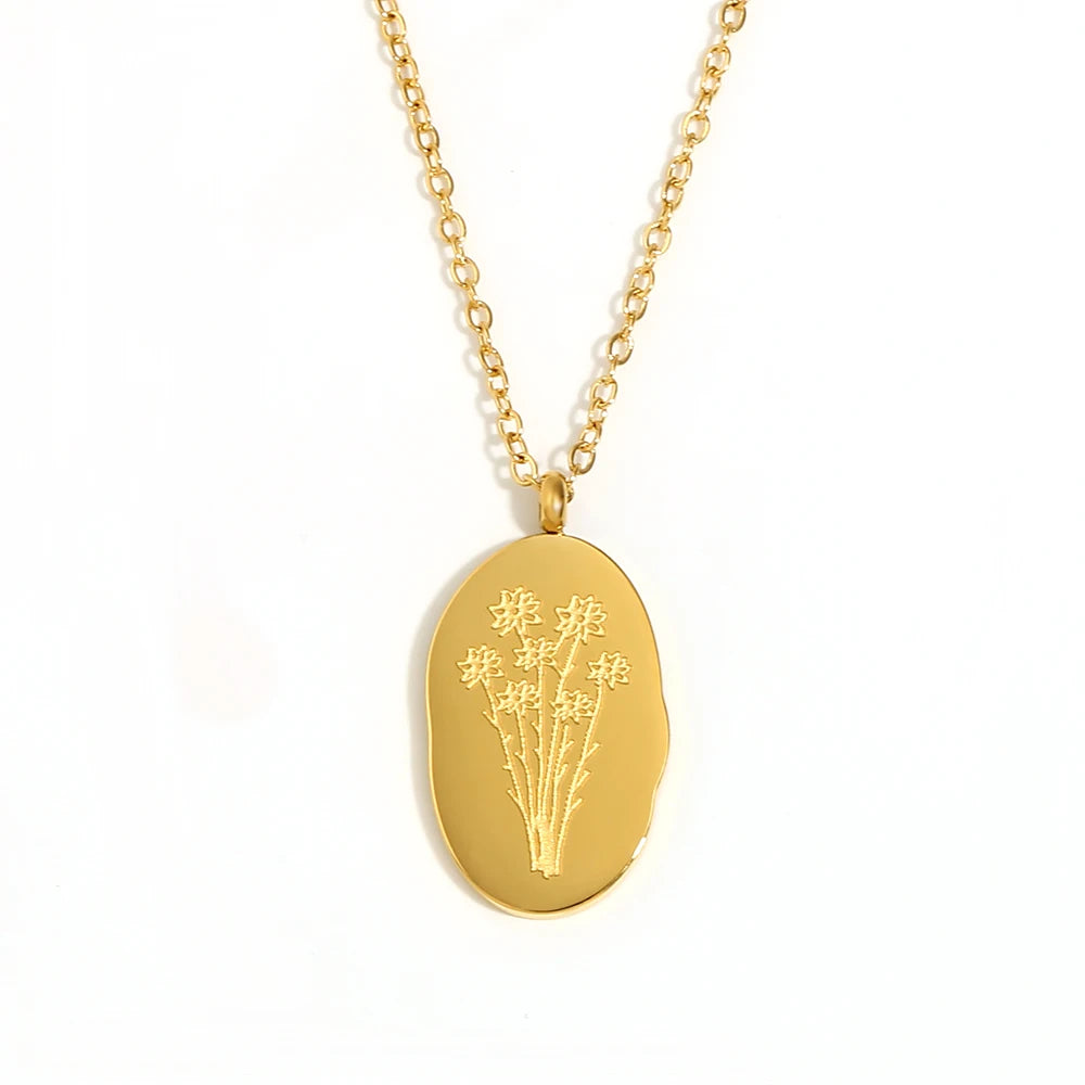 Gold-Plated Birth Flower Necklace