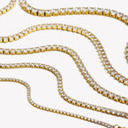 E.B.belle 2mm3mm4mm5mm Shiny Luxury 3A Zircon Tennis Chain Necklaces For Woman Stainless Steel Gold Plated Bridesmaid Necklace