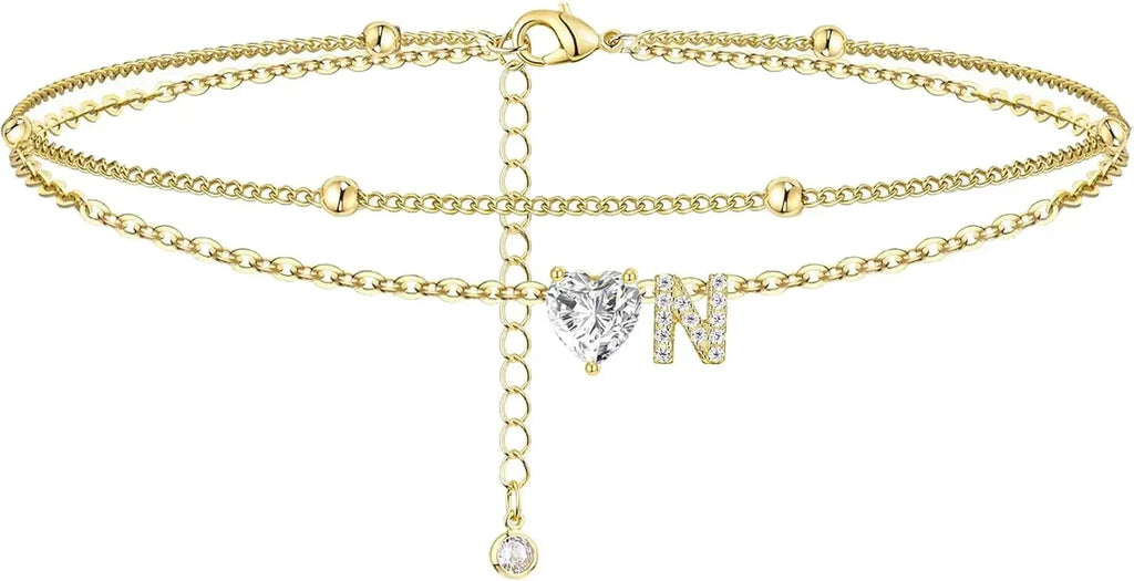 Initial Heart Anklet