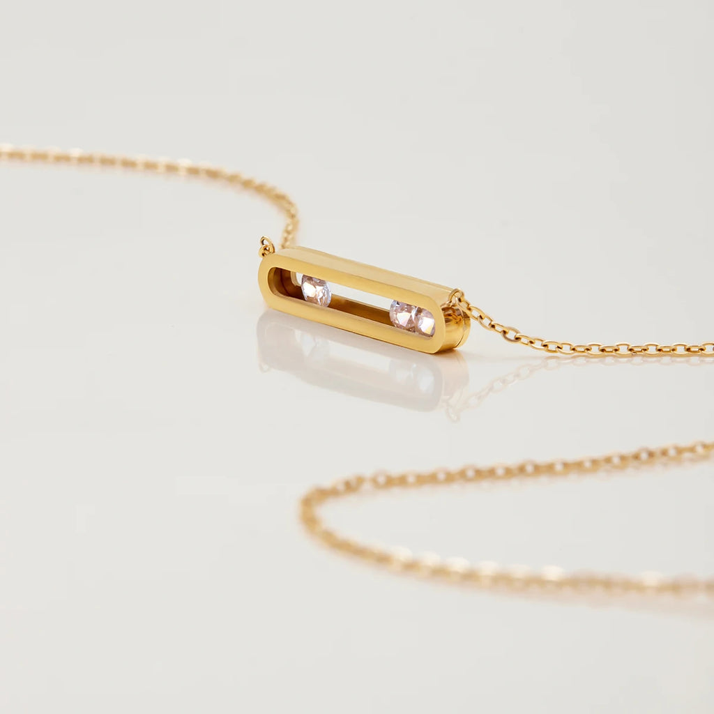 Modern Sliding Zirconia Bar Necklace