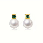 Azure Pearl Stud Earrings