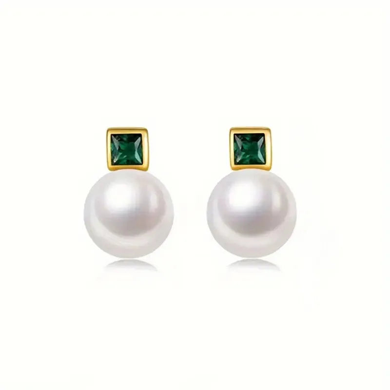 Azure Pearl Stud Earrings