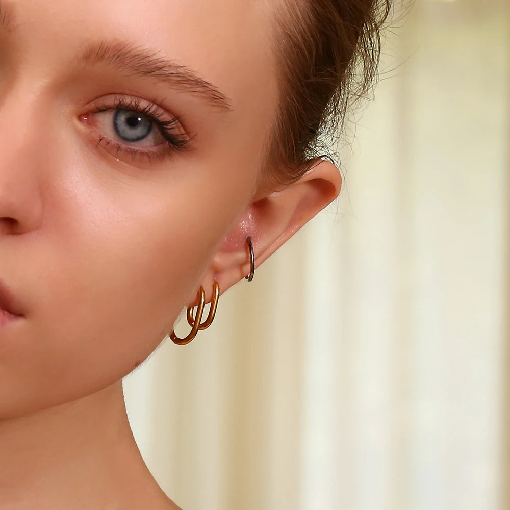 E.B.belle Minimalist Style U-Shape Earring Four Sizes Stainless Steel Earrings Hypoallergenic Jewelry For Women Fashion Charm