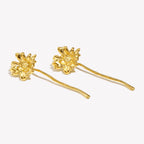 E.B.belle PVD Plated Unique A Flower Stud Earrings Vintage Style Stainless Steel Women Party Wedding Waterproof Ear Jewelry