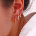 Minimal Basic Jewerlry Waterproof Hypoallergenic Stainless Steel Cubic Zirconia Huggies Hoop Earrings For Woman Girls Laides