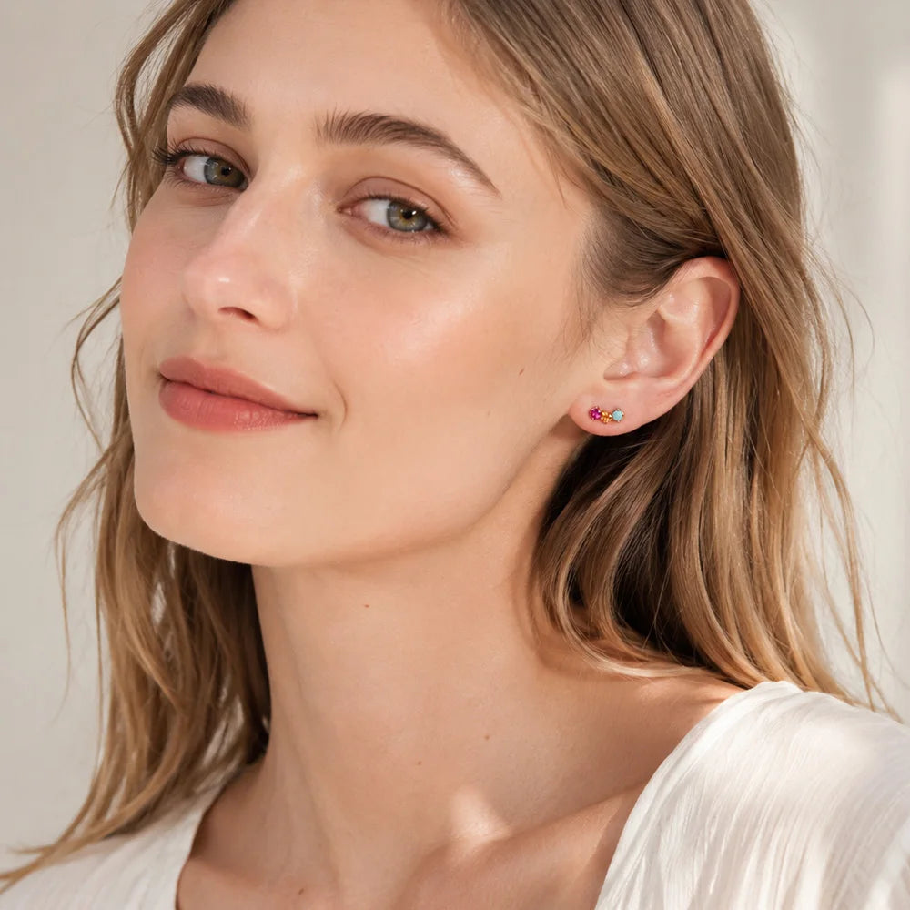 Aurora Multicolour 925 Sterling Silver Stud Earrings