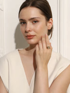 E.B.belle Stainless Steel Rhinestone Jewelry Elegant Sun Layer Shaped Ring  Tarnish Free For Women's Gift Party