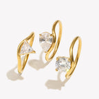E.B.belle Wave Drop Round Zircon Ring Waterproof Minimalist 316L Stainless Steel Women's Rings 18K Gold Plated Accessories