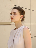 E.B.belle PVD Plated Unique A Flower Stud Earrings Vintage Style Stainless Steel Women Party Wedding Waterproof Ear Jewelry