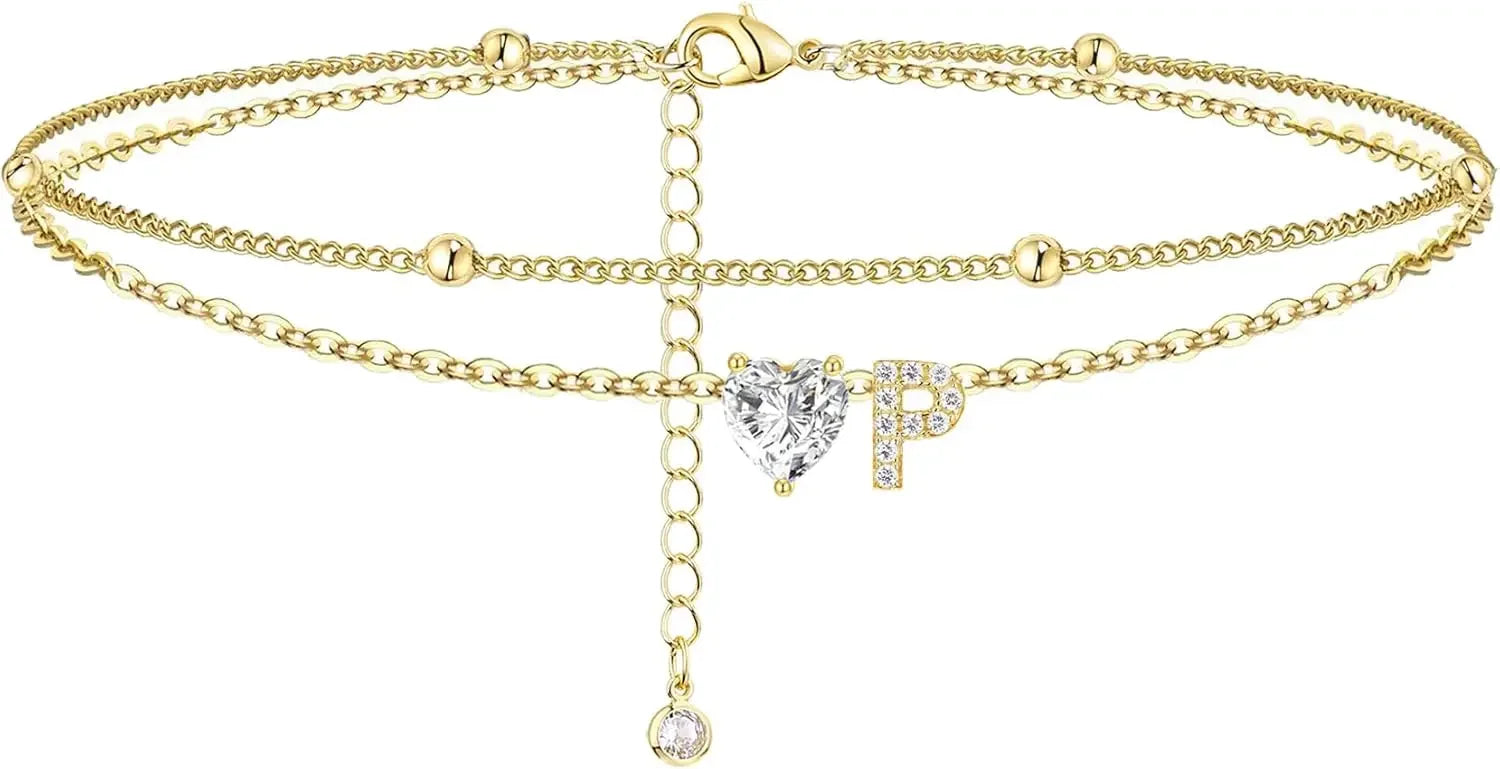Initial Heart Anklet